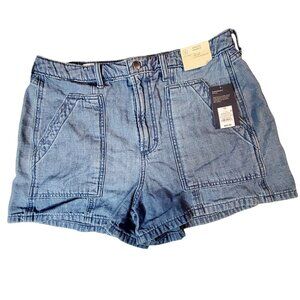 Vintage-Inspired Womens Denim Shorts 100% Cotton Non-Stretch Relaxed Fit Size 12